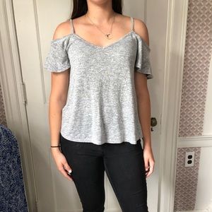 Off the shoulder grey top